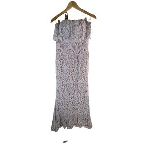 JARLO Light Purple Lace Strapless Maxi Dress Formal Evening Special Occasion 12